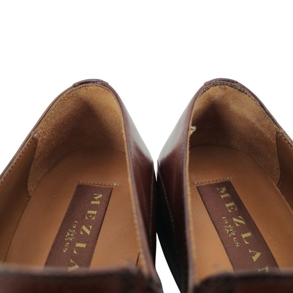 Mezlan Spain Men size 9 Burnished Brown Calf Leather Dress Shoes Slip-on Loafers - Picture 12 of 13